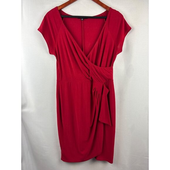 Tiana B. Red V-Neck Draped Dress PS - Picture 2 of 5